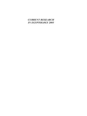 cover image of Current Research in Egyptology 2005